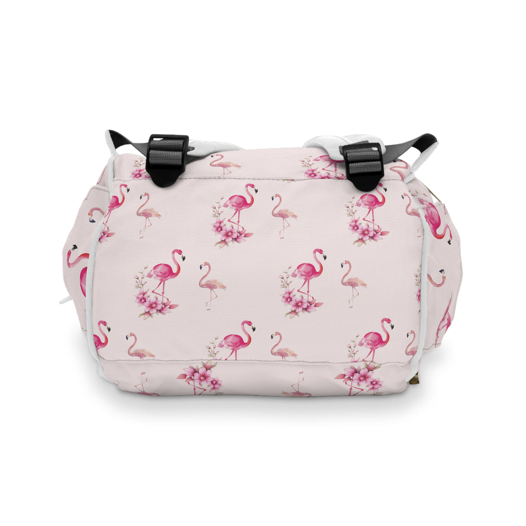 Flamingo & Flower Diaper Backpack — Multifunctional Baby Backpack