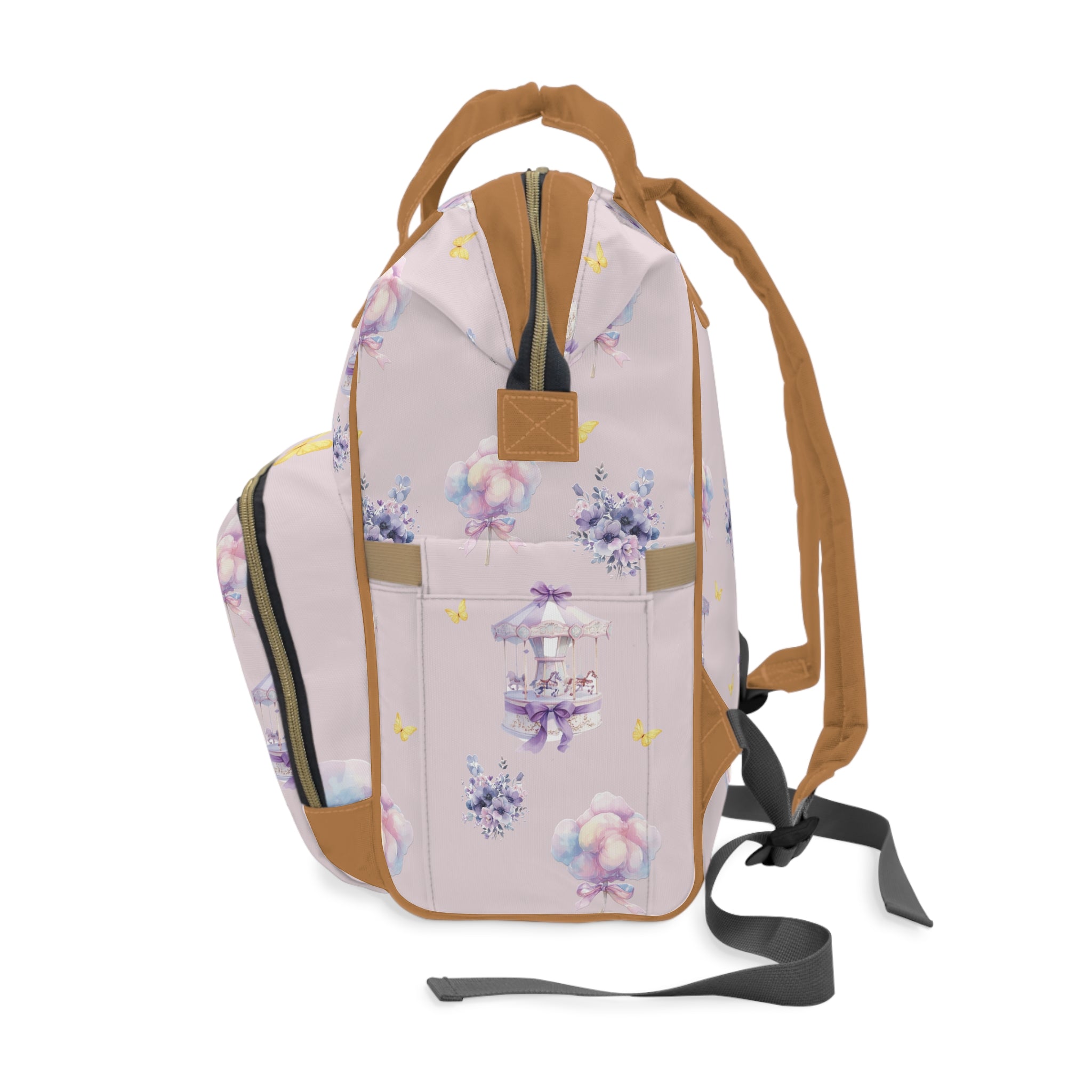 Pastel Carousel Diaper Backpack — Multifunctional Baby Changing Bag