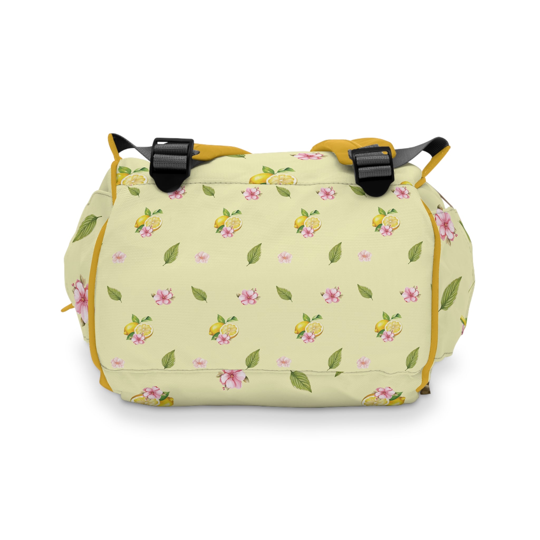 Floral Lemon Diaper Backpack — Multifunctional Baby Bag with Pockets