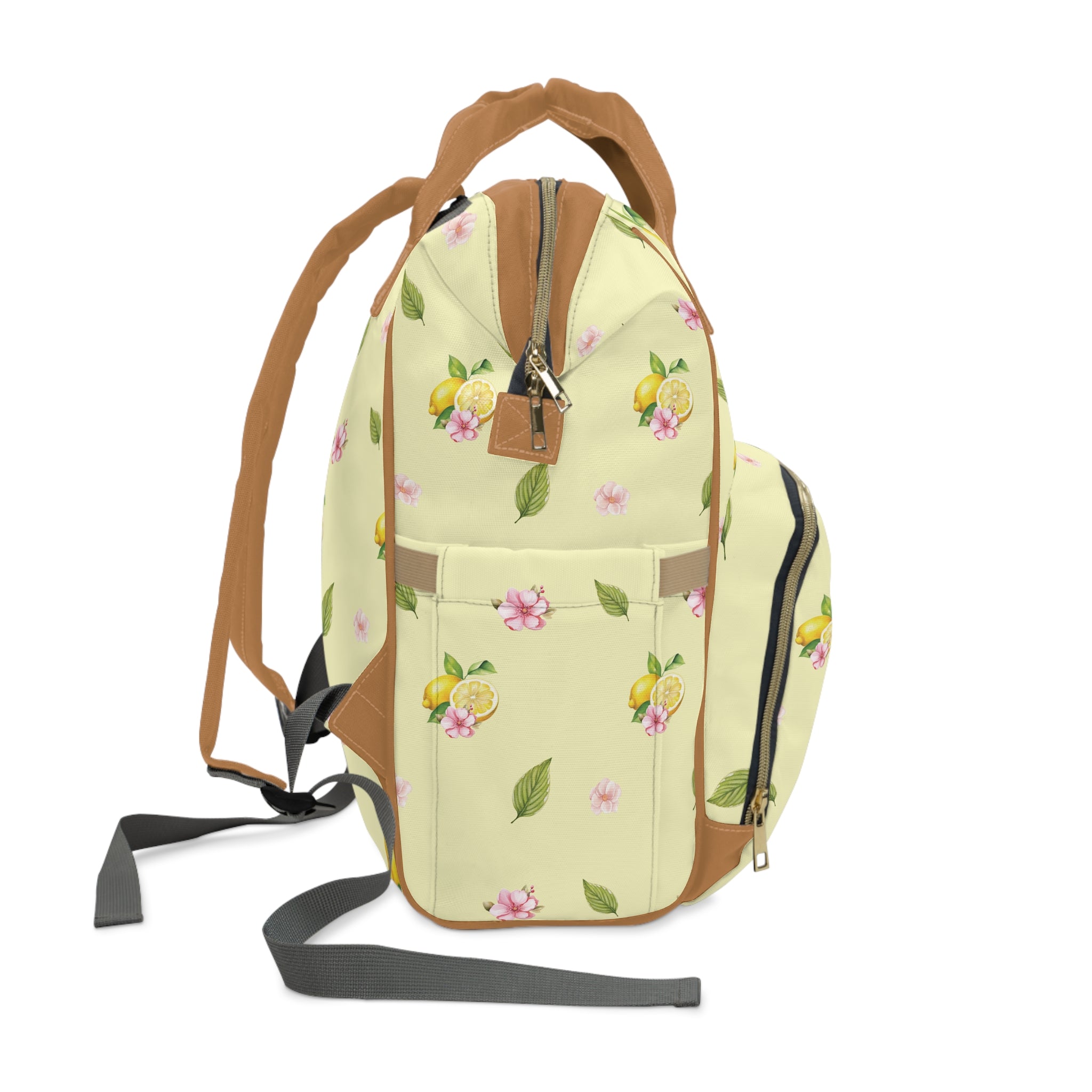Floral Citrus Baby Backpack — Multifunctional Diaper Bag