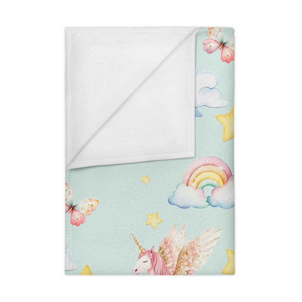 Pastel Pegasus and Rainbows Toddler Blanket | Stars Clouds Nursery