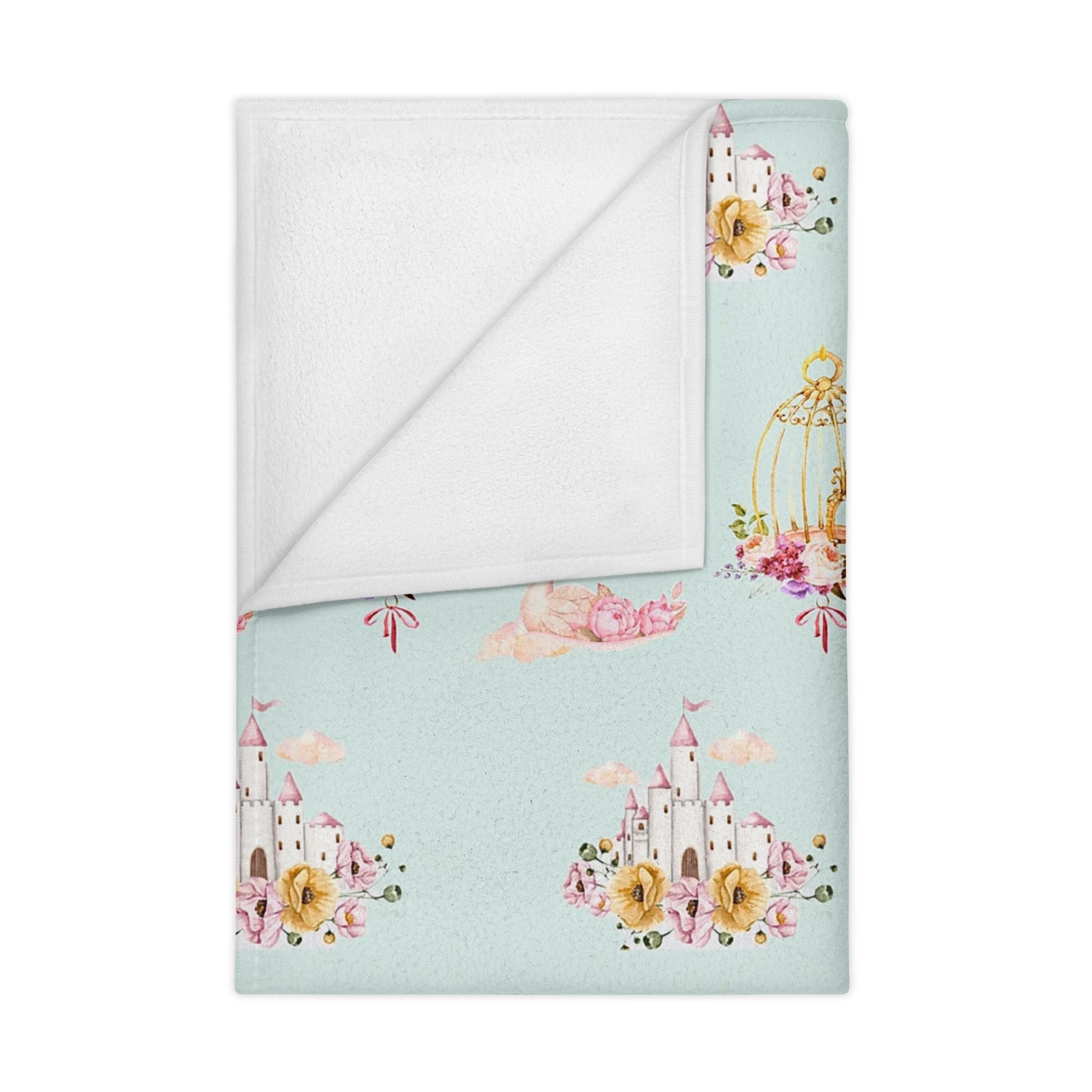 Fairy Castle Pattern Toddler Blanket | pastel princess nursery