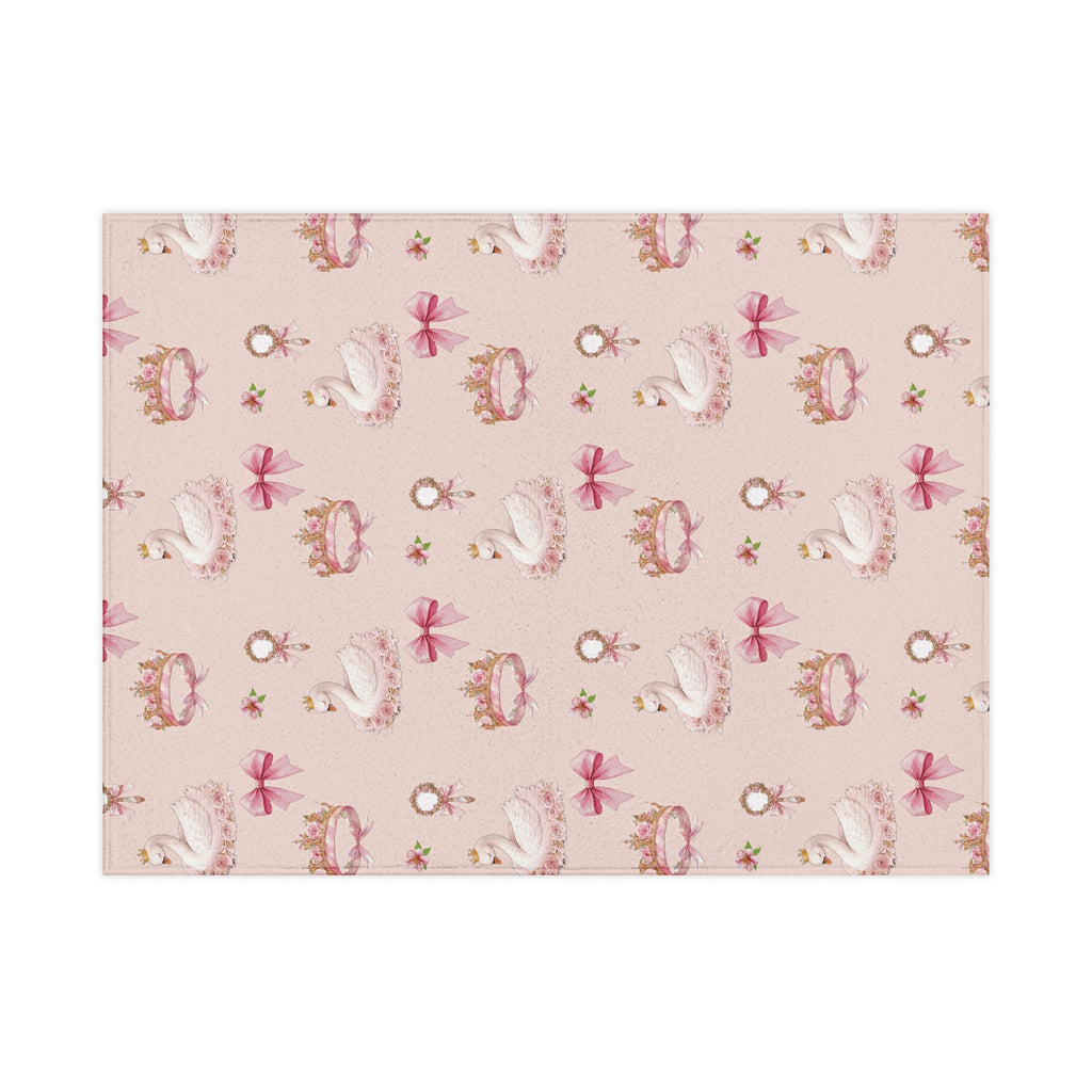Princess Swan Toddler Blanket — Pink Crown & Bow Nursery Throw