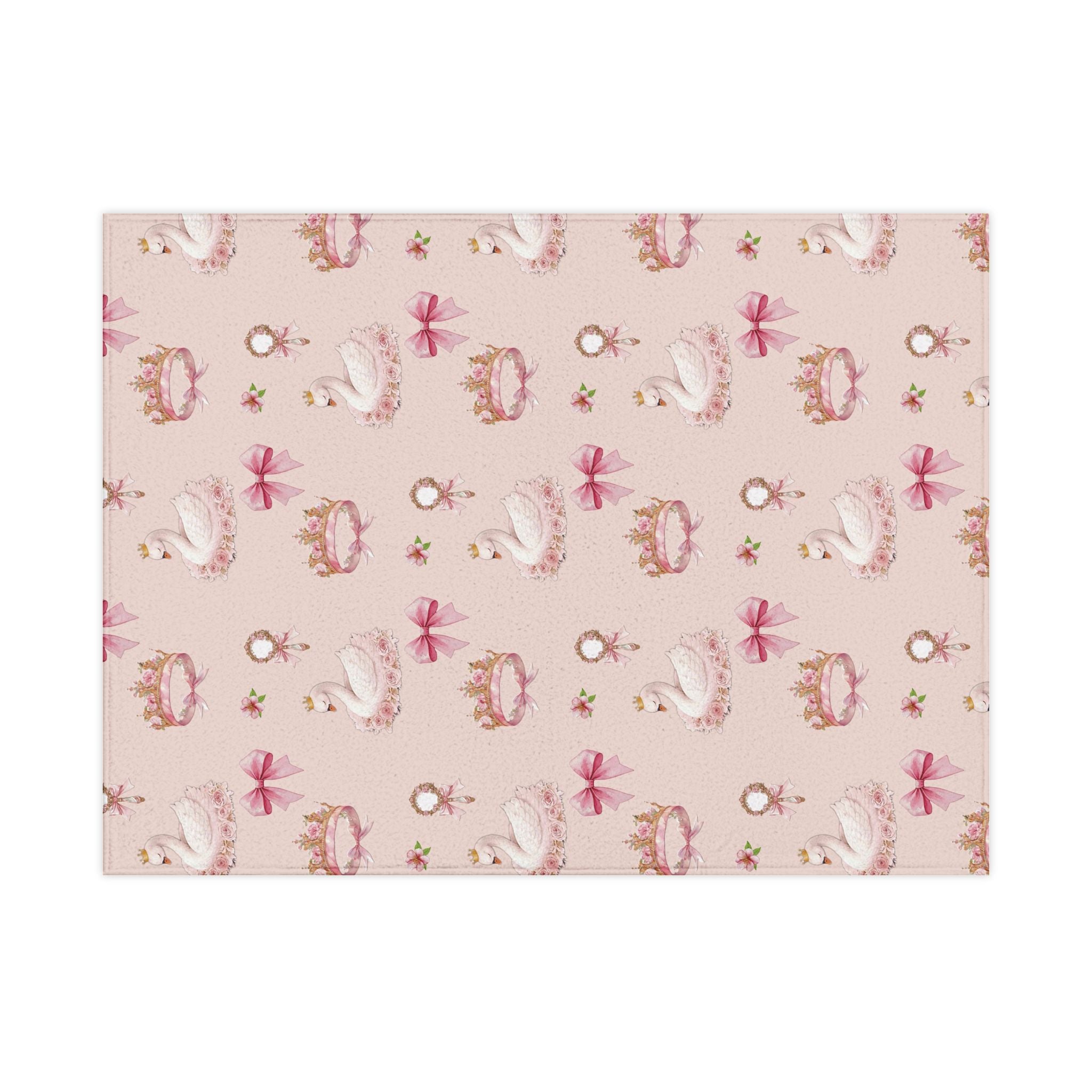 Princess Swan Toddler Blanket — Pink Crown & Bow Nursery Throw