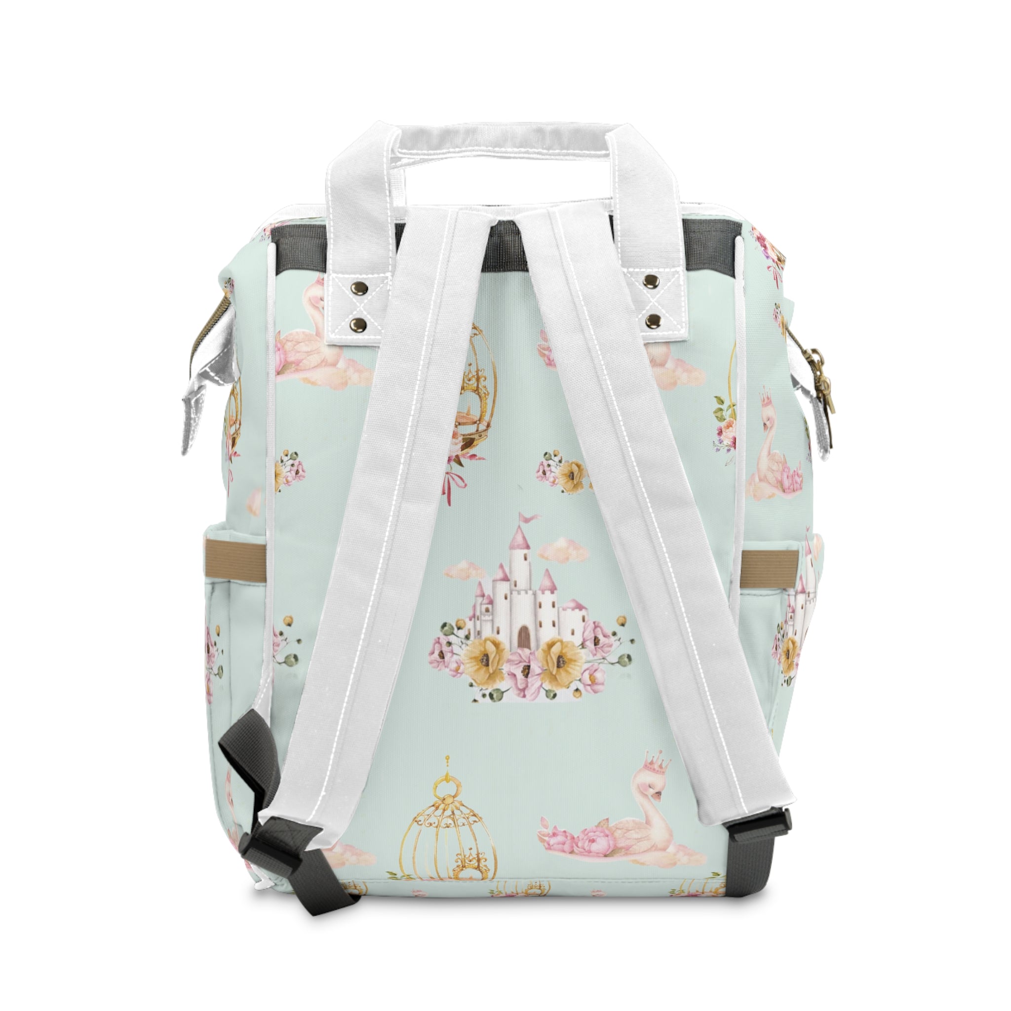 Baby Swan Castle Pattern Diaper Backpack | Waterproof Nursery Bag