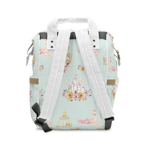 Baby Swan Castle Pattern Diaper Backpack | Waterproof Nursery Bag
