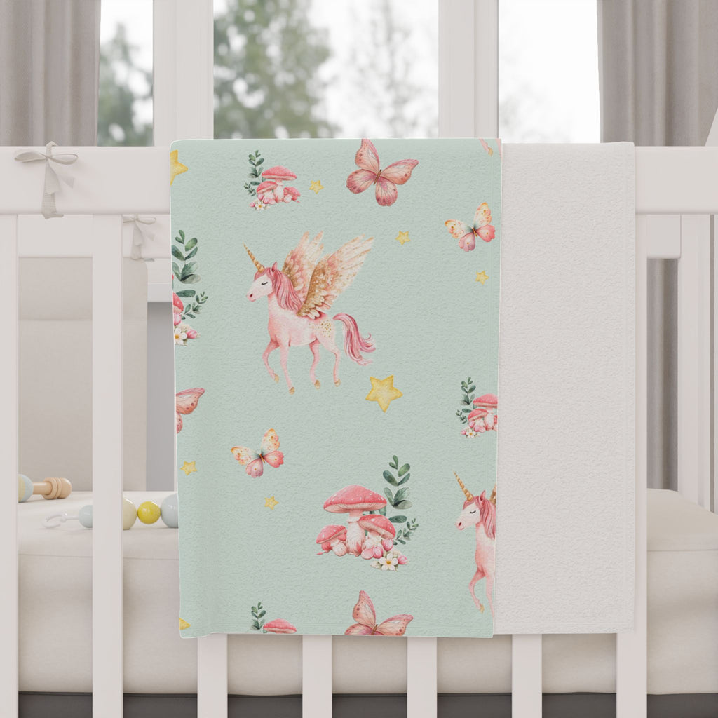 Toddler Blanket - Pastel Pegasus & Butterfly Baby Throw, Soft Nursery Blanket for Girls