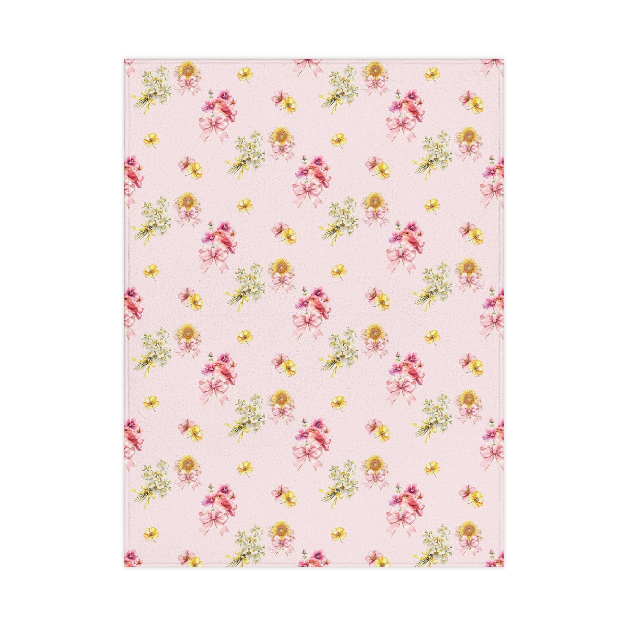 Vintage Floral Pattern Toddler Blanket | Pink Roses & Daisies