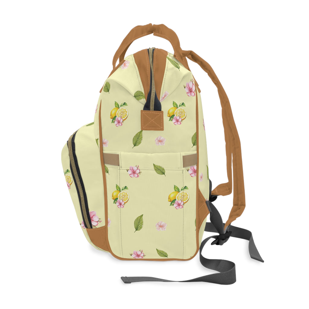 Floral Citrus Baby Backpack — Multifunctional Diaper Bag