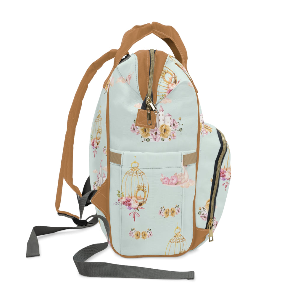 Baby Swan Castle Pattern Diaper Backpack | Waterproof Nursery Bag