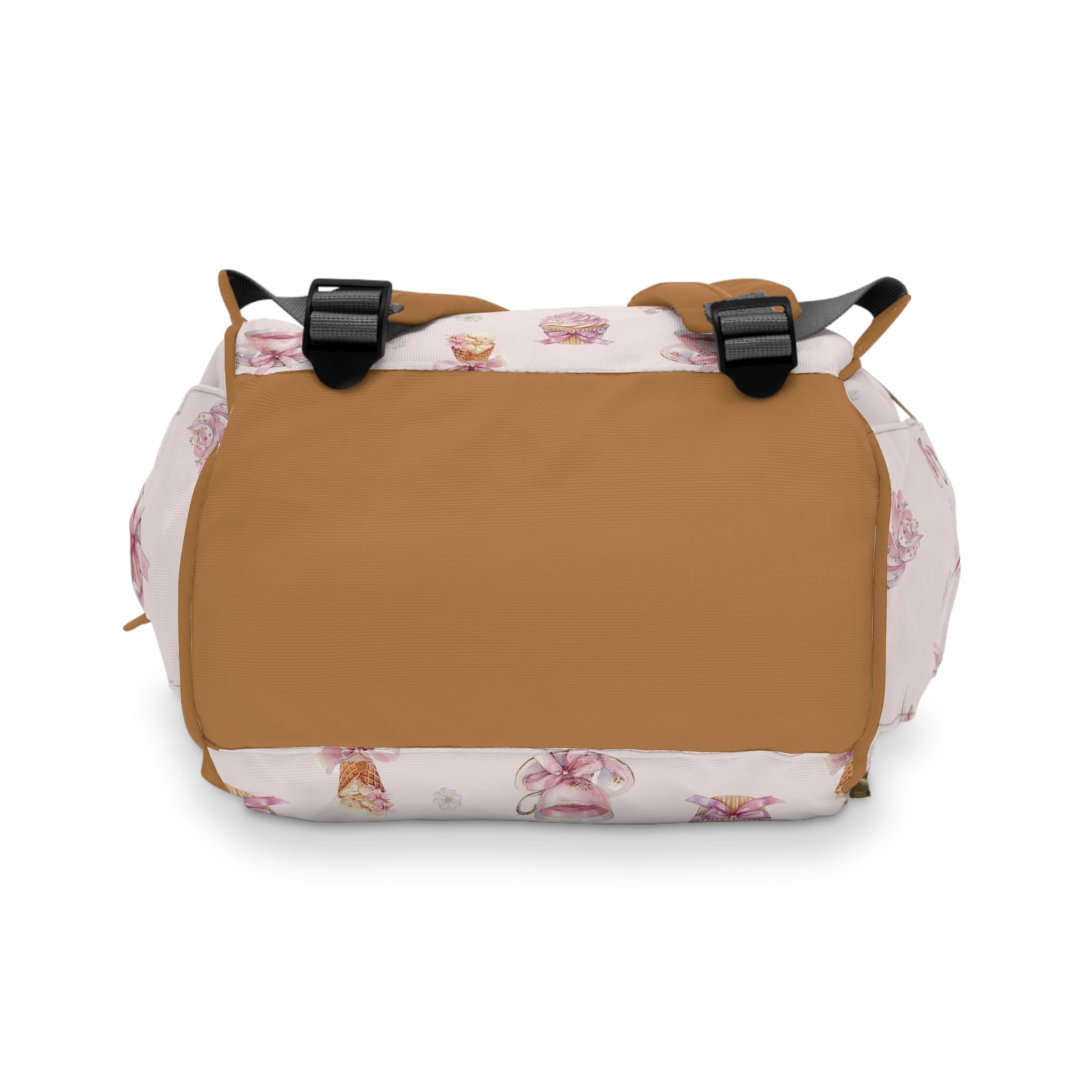 Pink Tea Cup & Cupcake Pattern Diaper Backpack | Floral Baby Shower