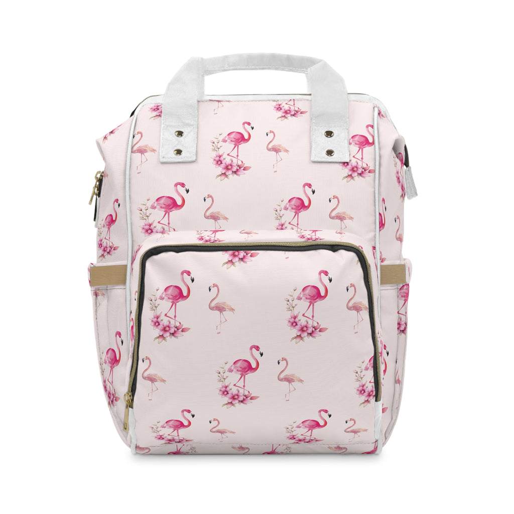 Flamingo & Flower Diaper Backpack — Multifunctional Baby Backpack