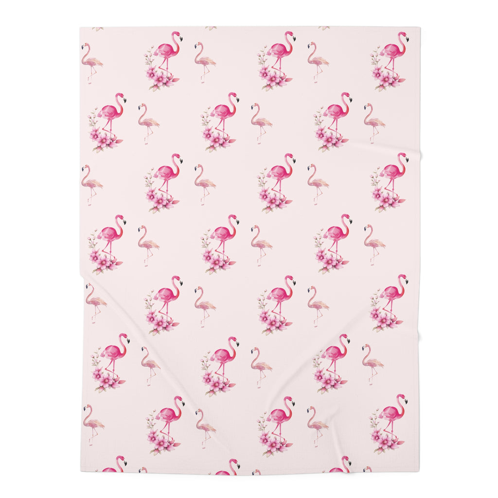Flamingo Floral Baby Swaddle Blanket — Pink Watercolor Nursery Wrap