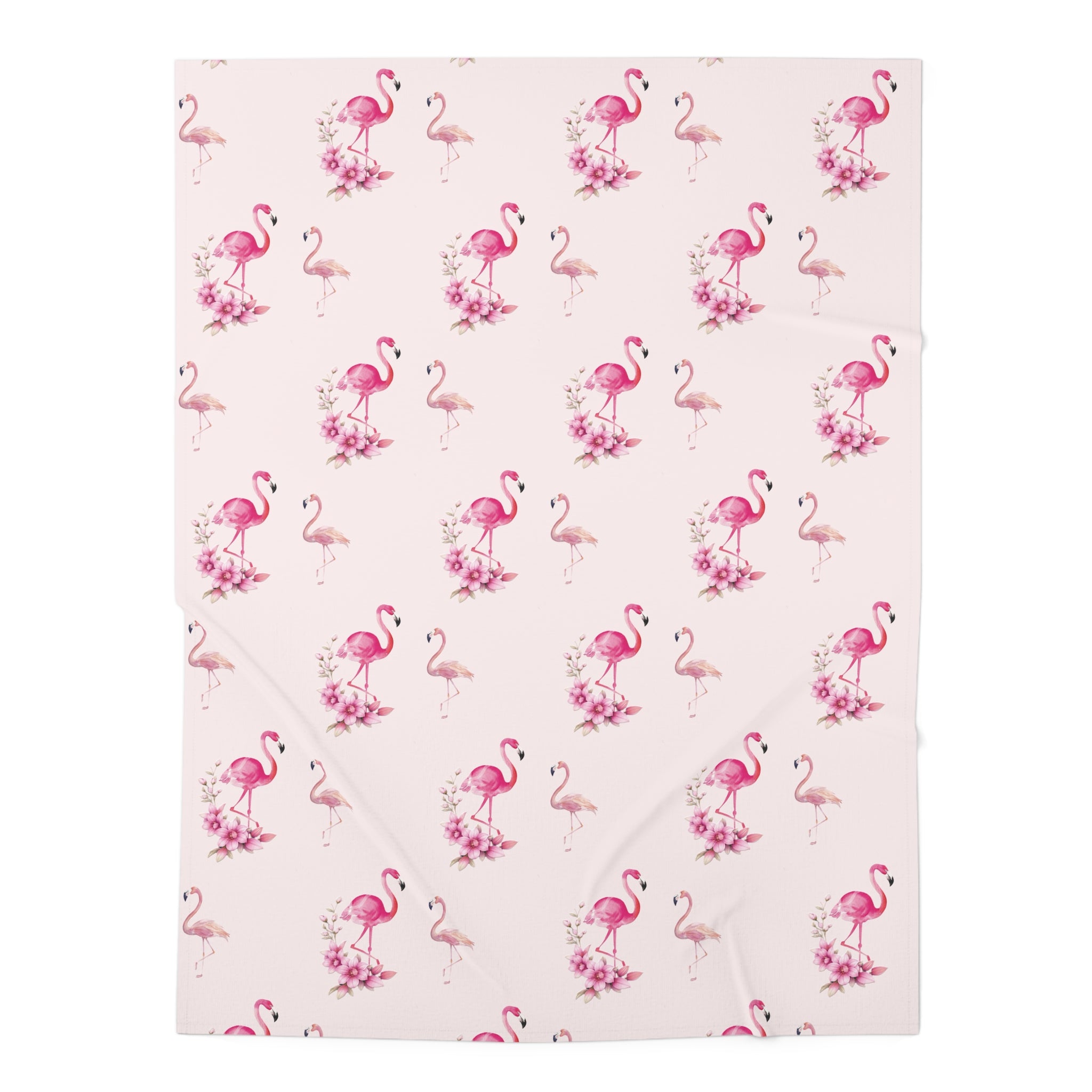 Flamingo Floral Baby Swaddle Blanket — Pink Watercolor Nursery Wrap