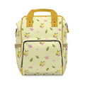 Floral Lemon Diaper Backpack — Multifunctional Baby Bag with Pockets