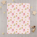 Vintage Floral Pattern Toddler Blanket | Pink Roses & Daisies