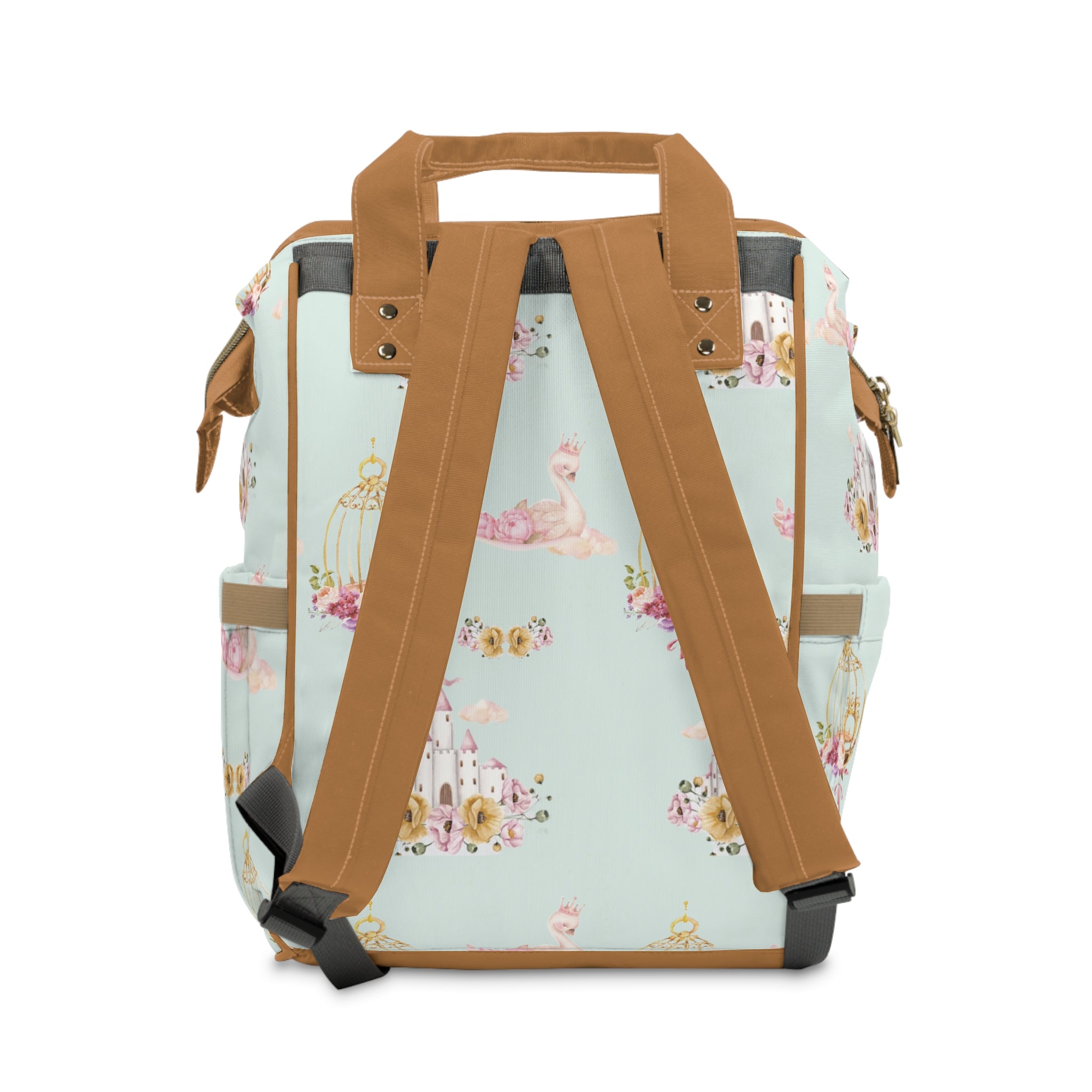 Baby Swan Castle Pattern Diaper Backpack | Waterproof Nursery Bag