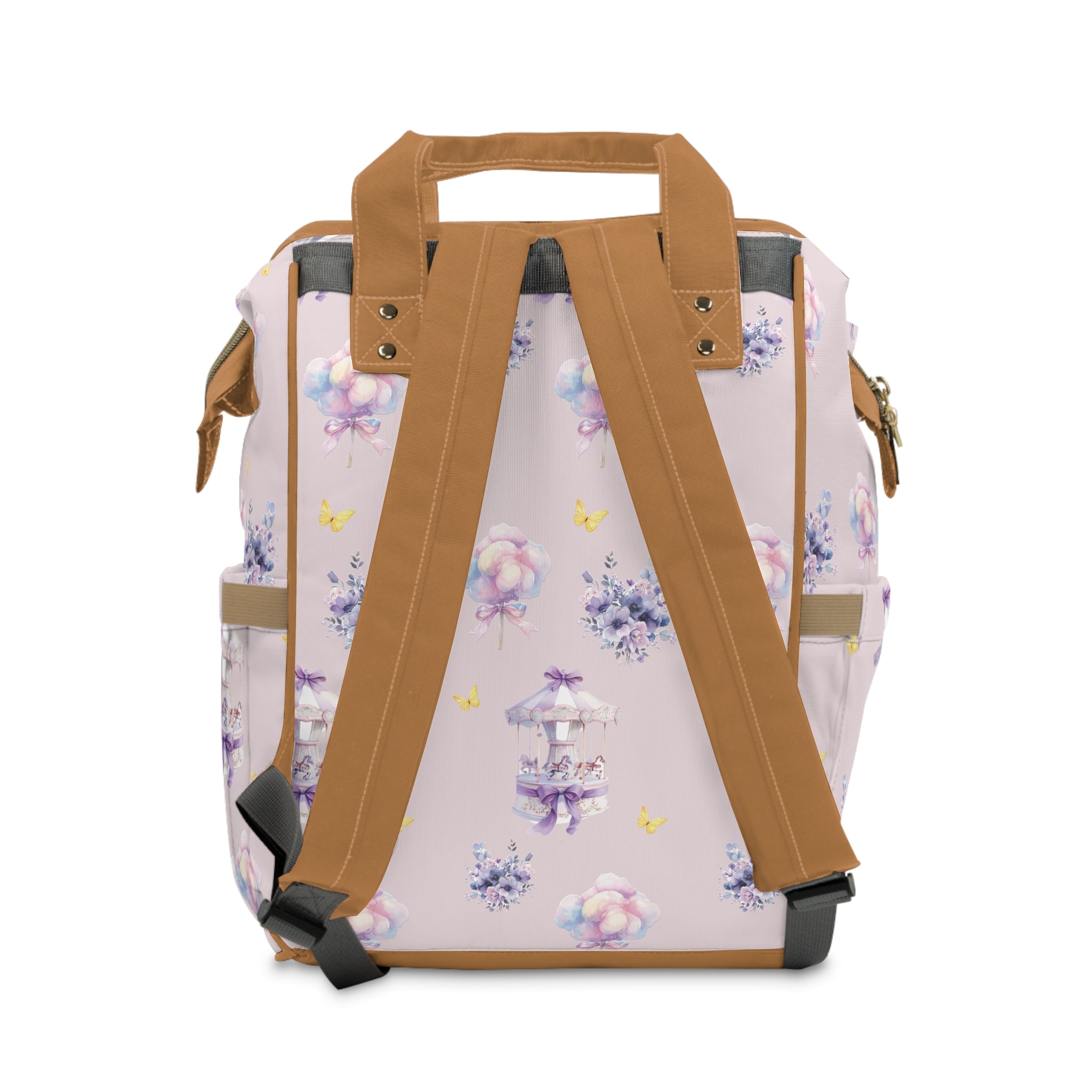 Pastel Carousel Diaper Backpack — Multifunctional Baby Changing Bag