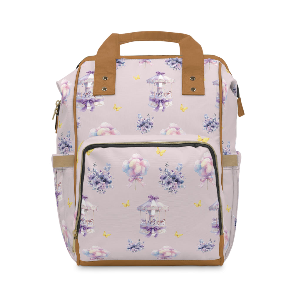 Pastel Carousel Diaper Backpack — Multifunctional Baby Changing Bag