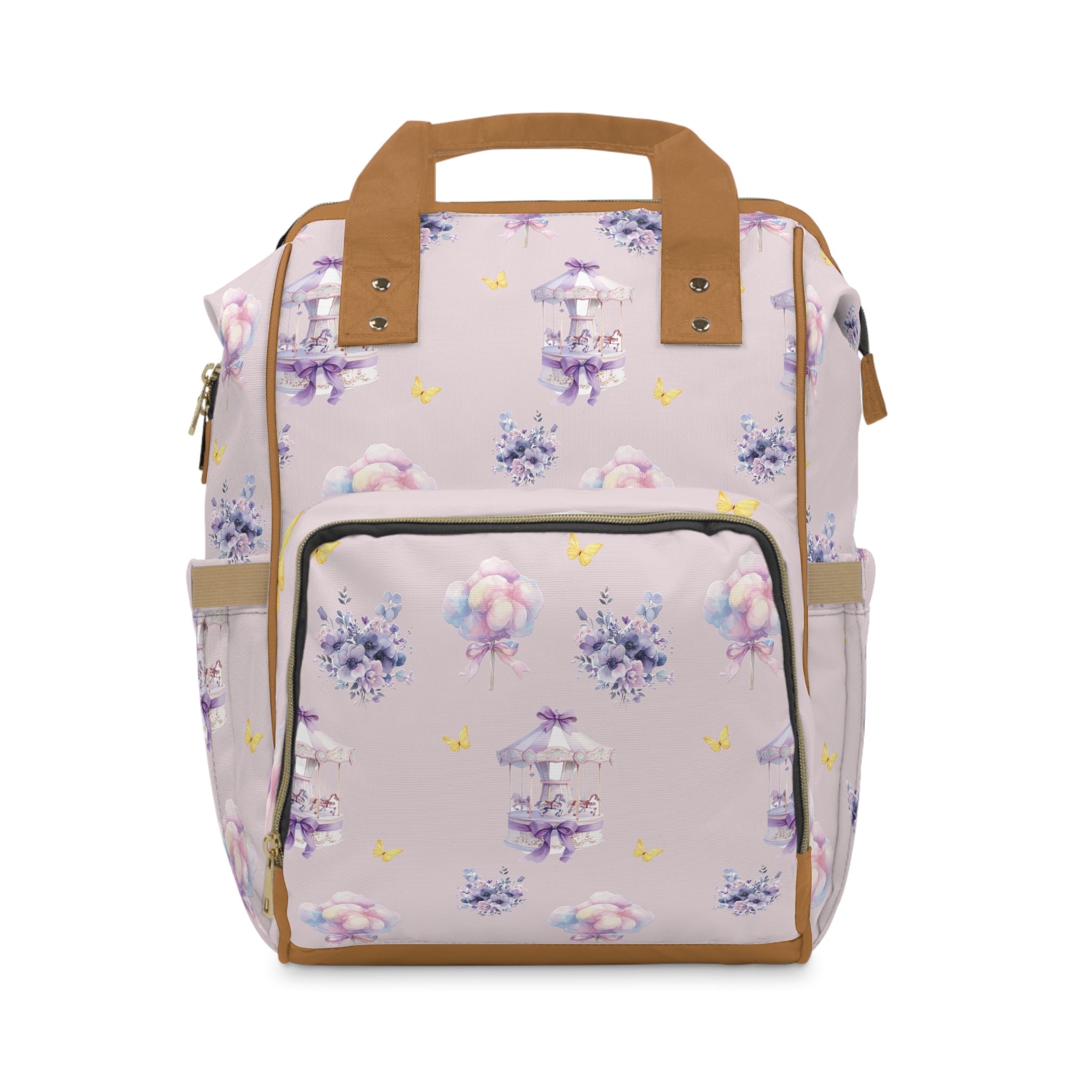 Pastel Carousel Diaper Backpack — Multifunctional Baby Changing Bag