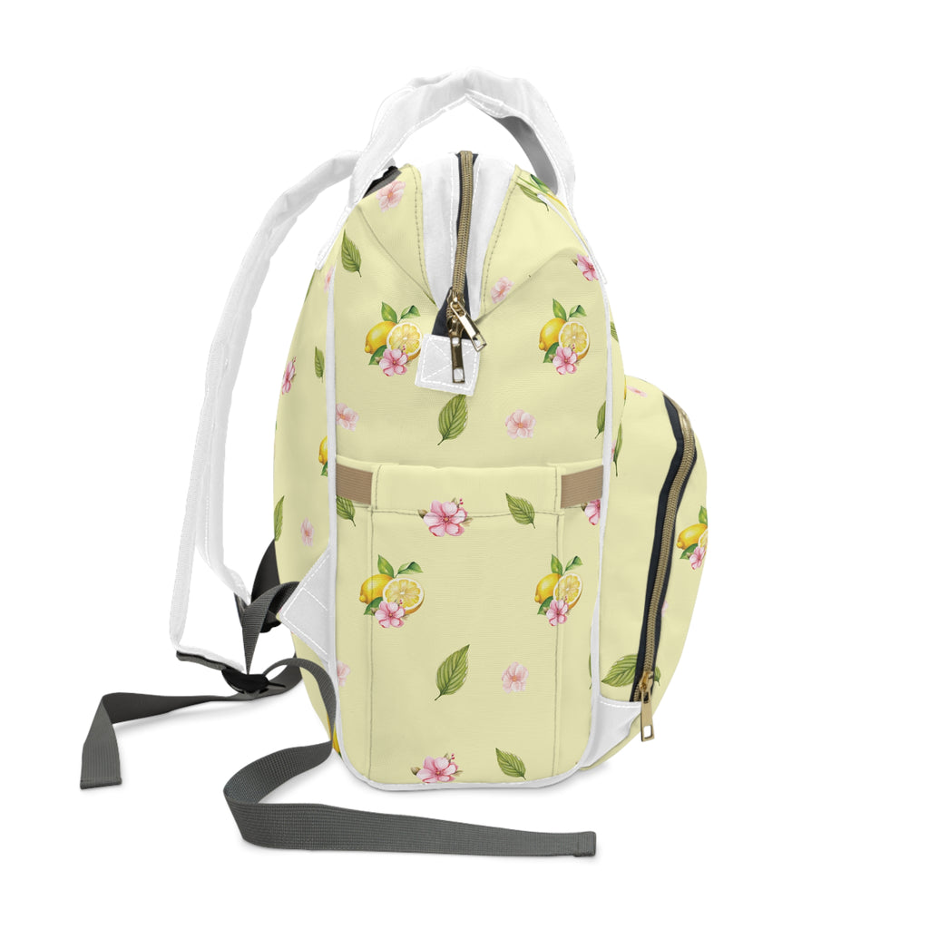 Diaper Backpack — Citrus & Pink Floral Baby Diaper Bag