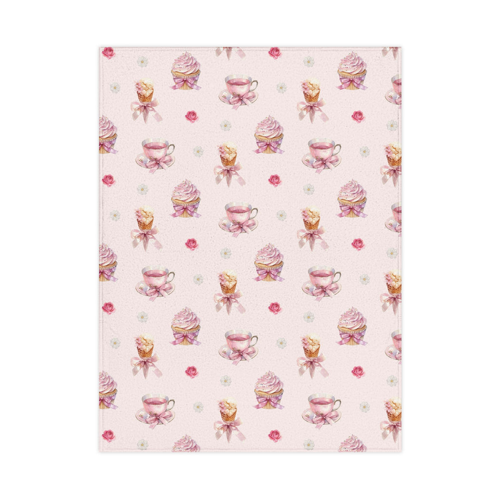Ice cream, pink roses and Cup cake Toddler Blanket | Pink Ballet Dancers & Tea Cups Pattern