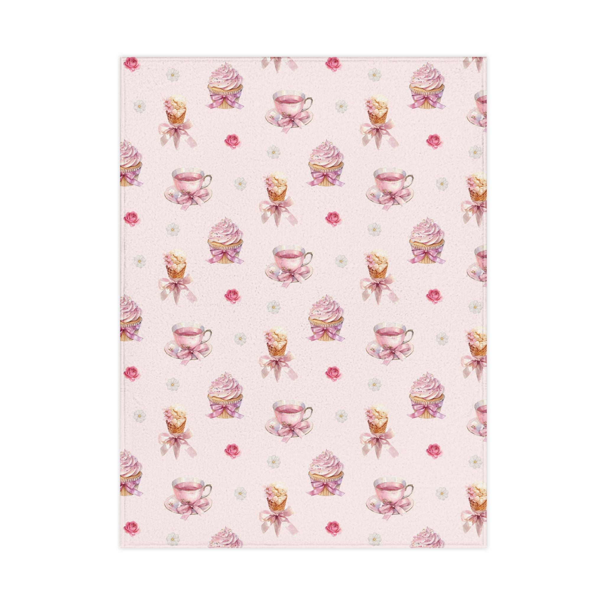 Ice cream, pink roses and Cup cake Toddler Blanket | Pink Ballet Dancers & Tea Cups Pattern