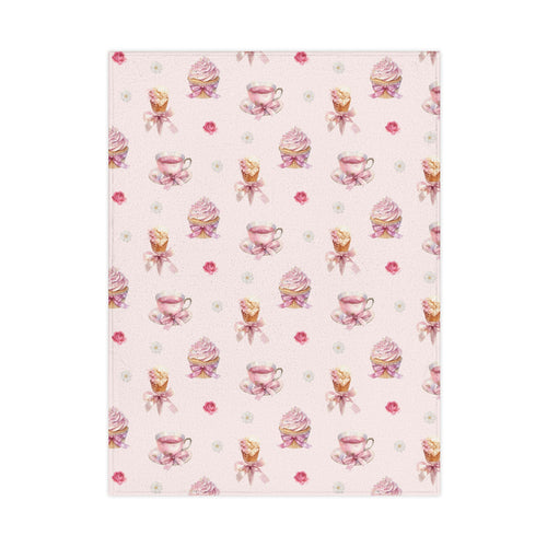 Ice cream, pink roses and Cup cake Toddler Blanket | Pink Ballet Dancers & Tea Cups Pattern