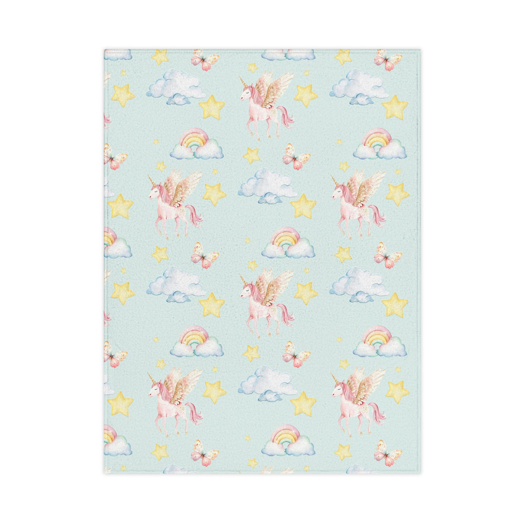 Pastel Pegasus and Rainbows Toddler Blanket | Stars Clouds Nursery