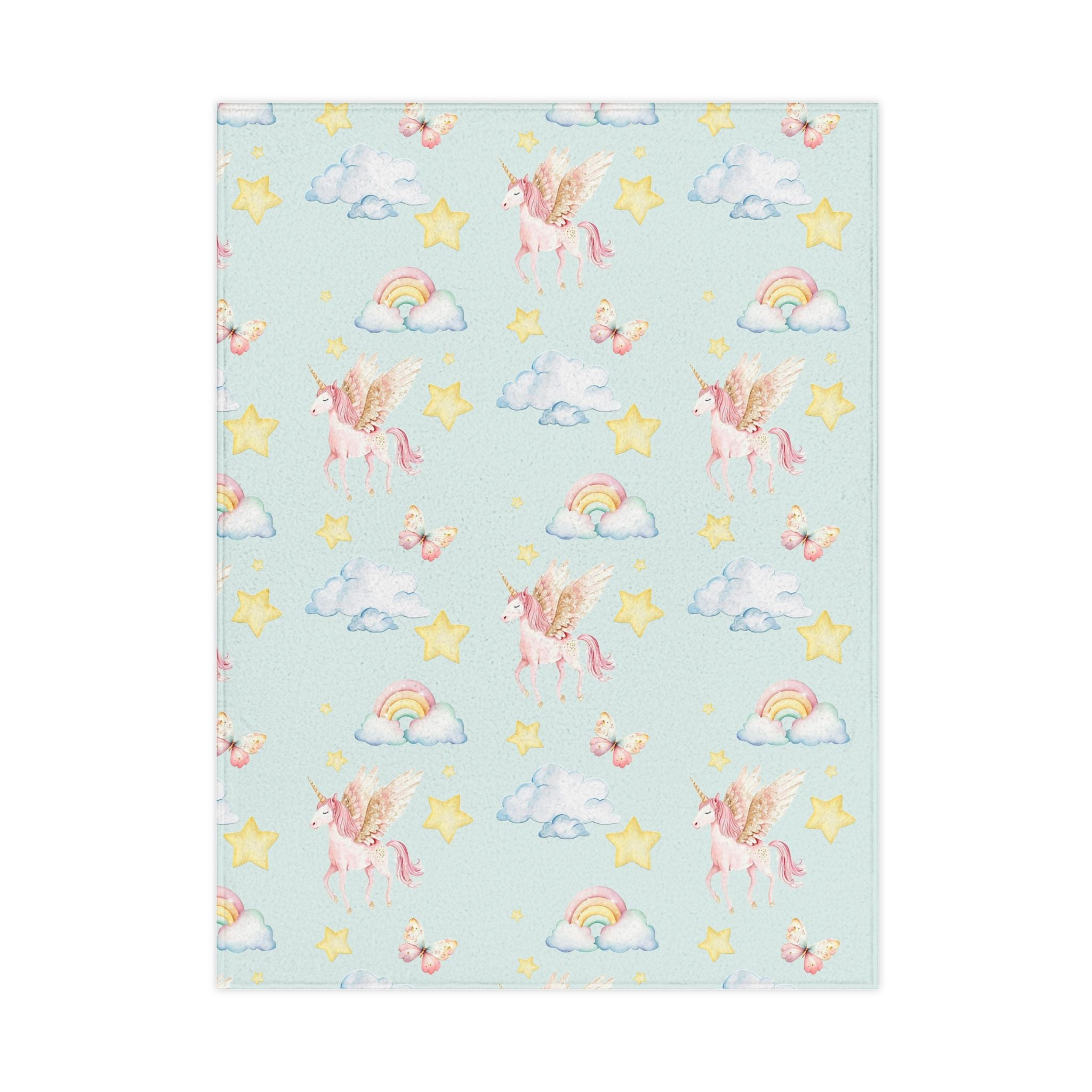 Pastel Pegasus and Rainbows Toddler Blanket | Stars Clouds Nursery