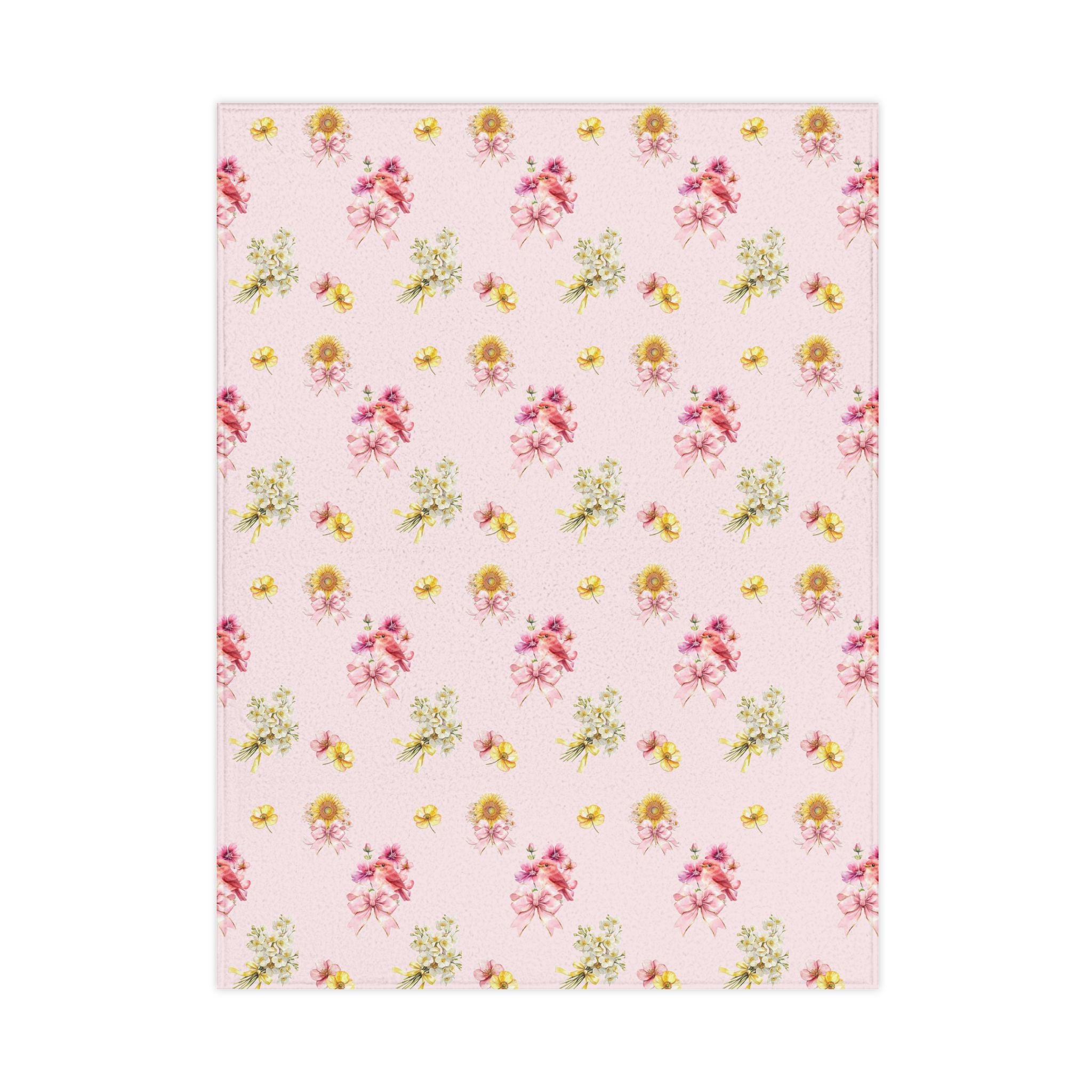 Vintage Floral Pattern Toddler Blanket | Pink Roses & Daisies