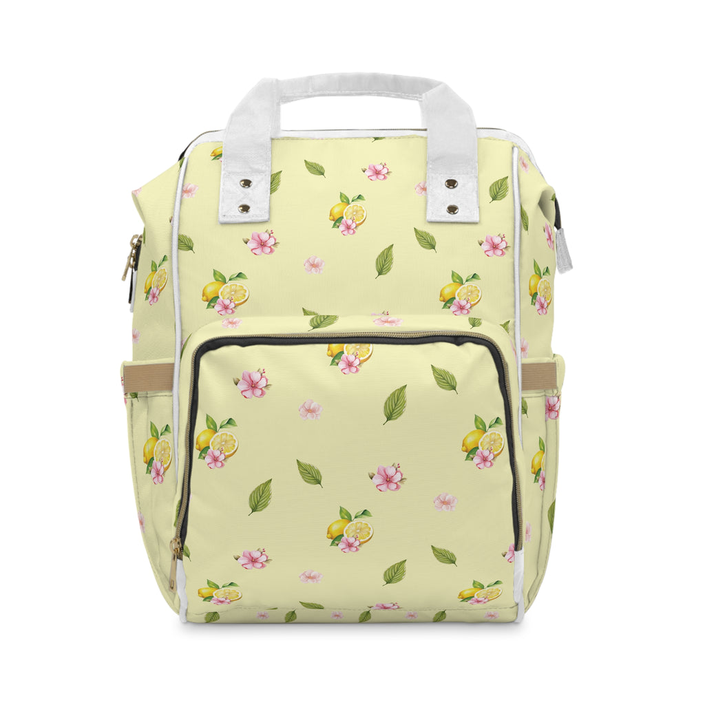 Diaper Backpack — Citrus & Pink Floral Baby Diaper Bag