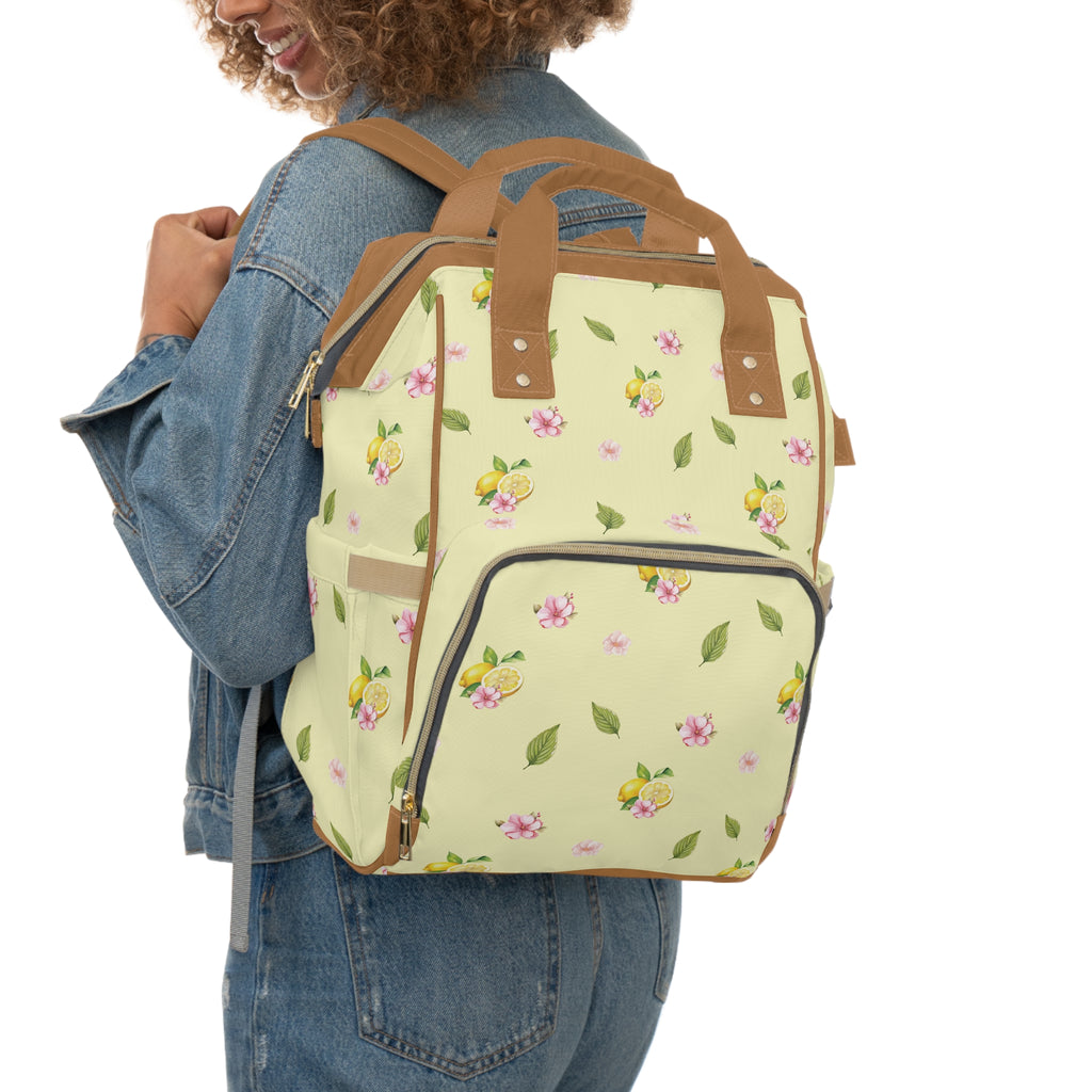 Floral Citrus Baby Backpack — Multifunctional Diaper Bag