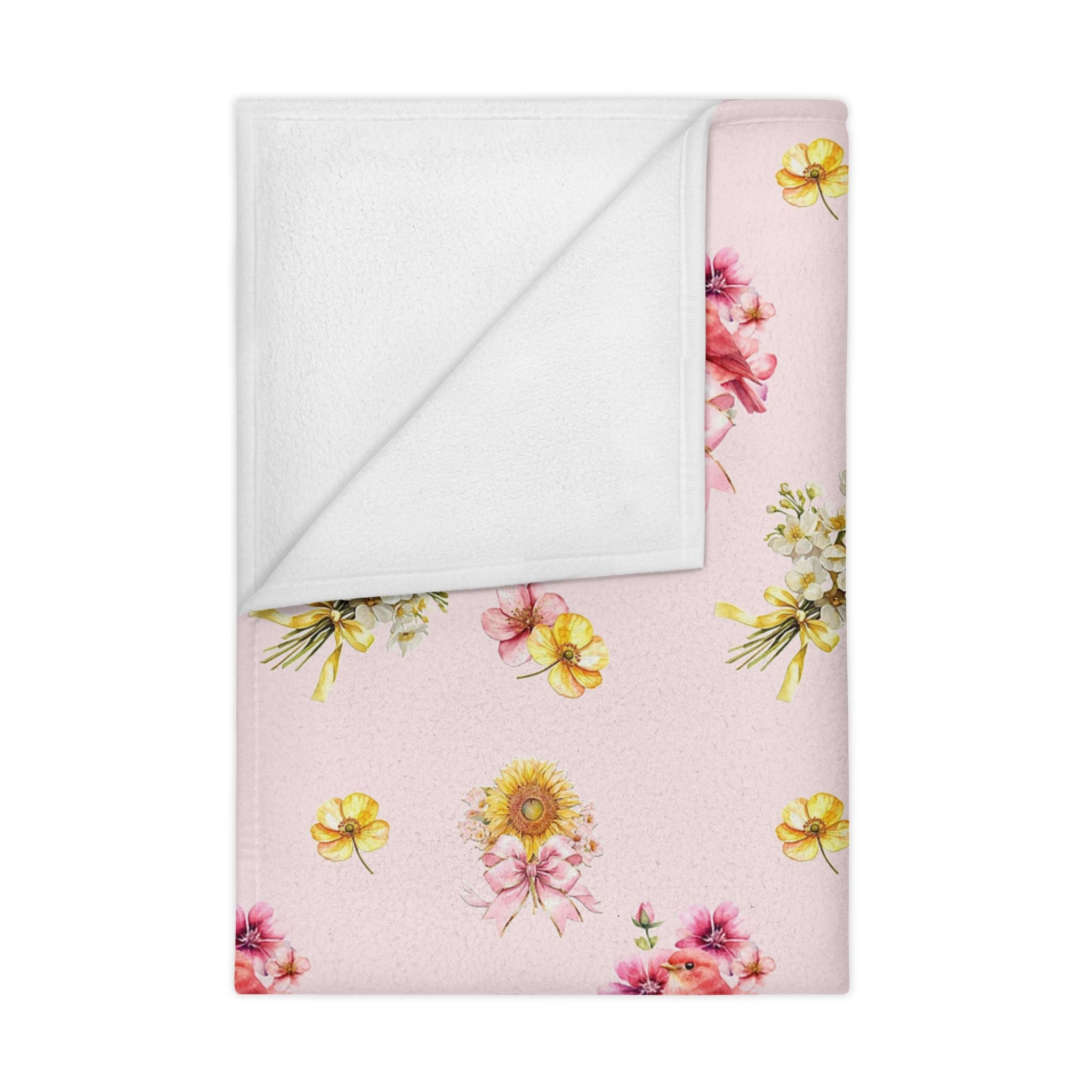Vintage Floral Pattern Toddler Blanket | Pink Roses & Daisies