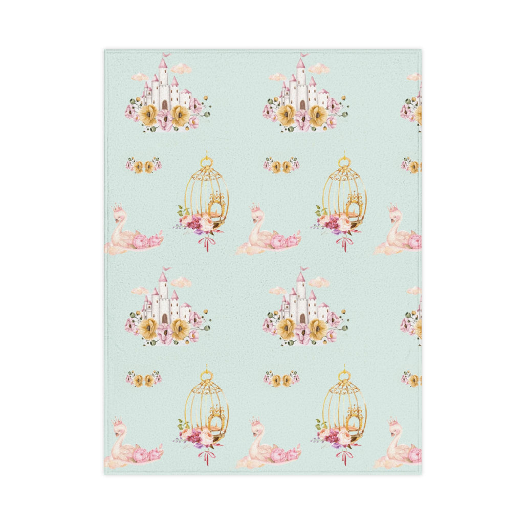 Toddler Blanket — Pastel Princess Castle & Swan Pattern, Baby Toddler Soft Throw for Nursery