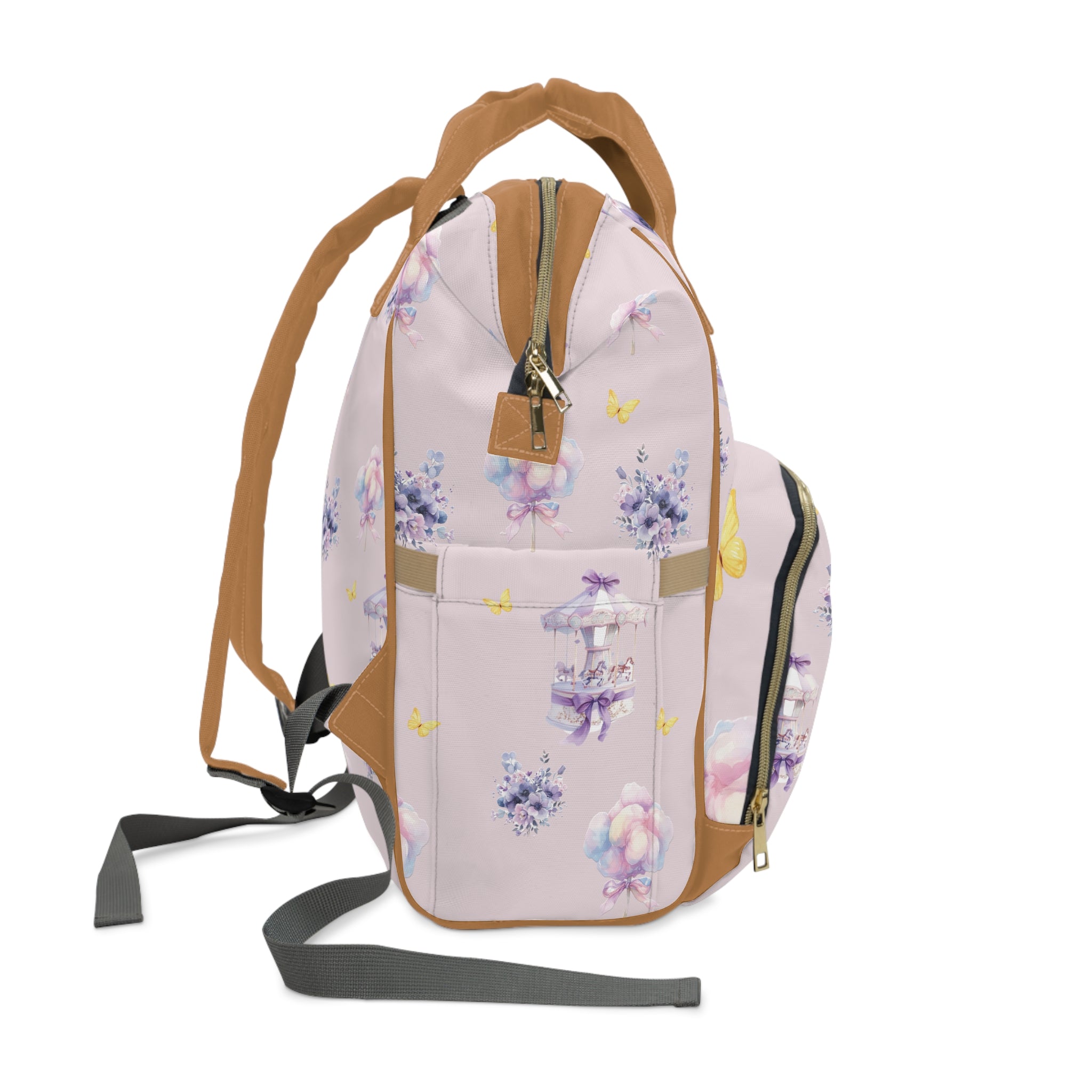 Pastel Carousel Diaper Backpack — Multifunctional Baby Changing Bag