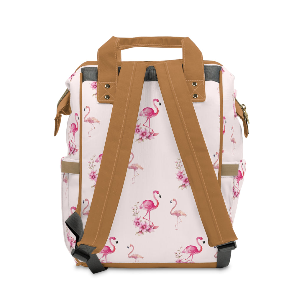 Flamingo & Flower Diaper Backpack — Multifunctional Baby Backpack
