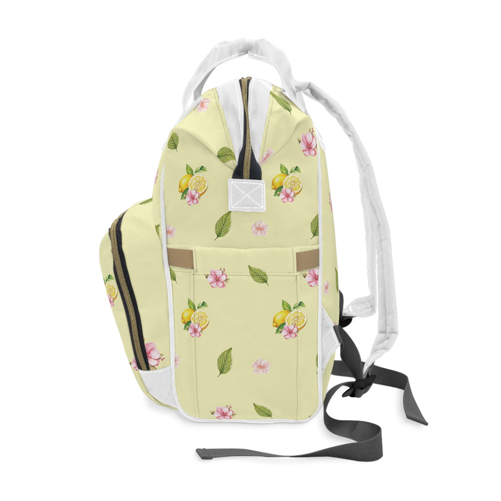 Diaper Backpack — Citrus & Pink Floral Baby Diaper Bag