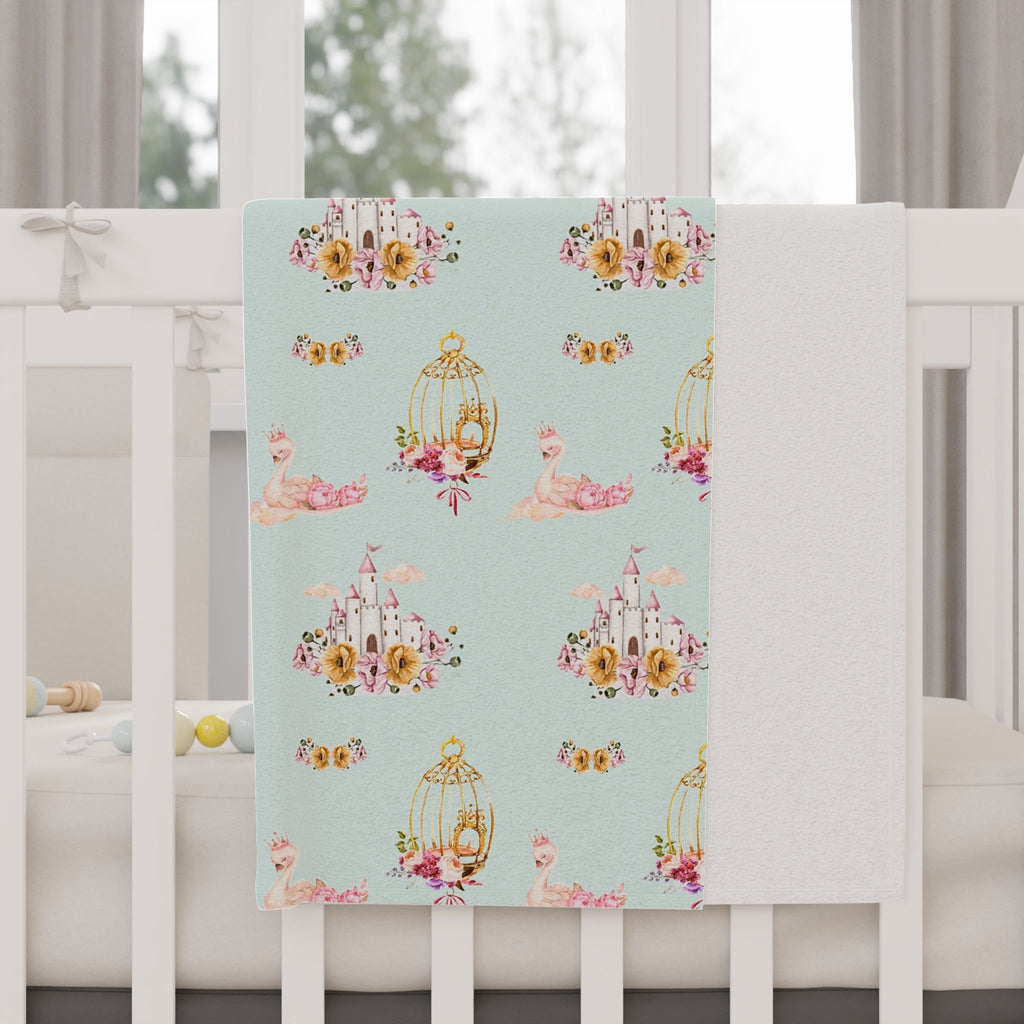Fairy Castle Pattern Toddler Blanket | pastel princess nursery