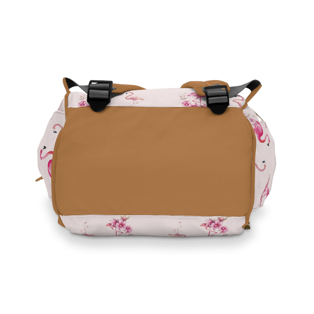 Flamingo & Flower Diaper Backpack — Multifunctional Baby Backpack