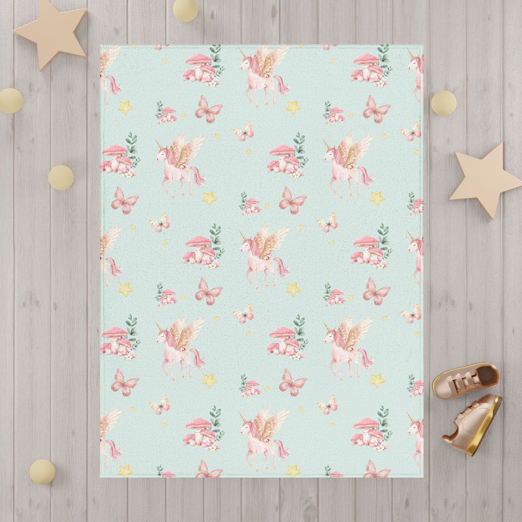 Toddler Blanket - Pastel Pegasus & Butterfly Baby Throw, Soft Nursery Blanket for Girls
