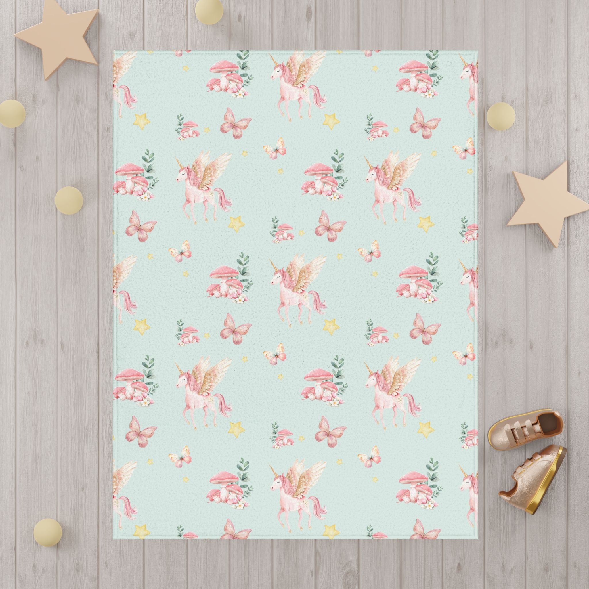 Toddler Blanket - Pastel Pegasus & Butterfly Baby Throw, Soft Nursery Blanket for Girls