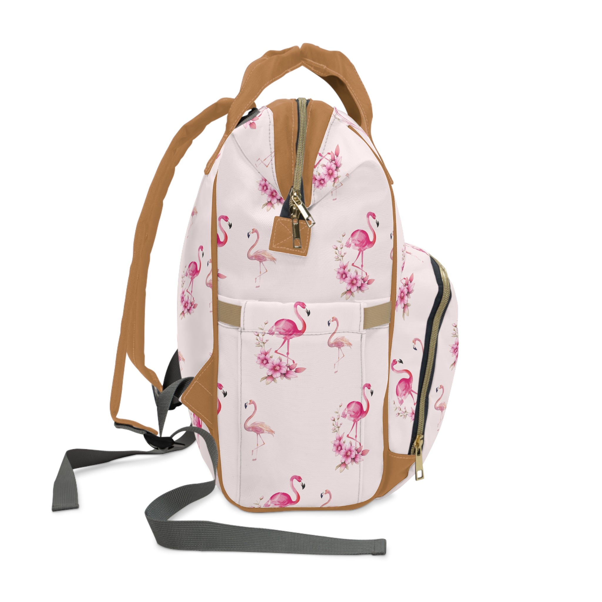 Flamingo & Flower Diaper Backpack — Multifunctional Baby Backpack