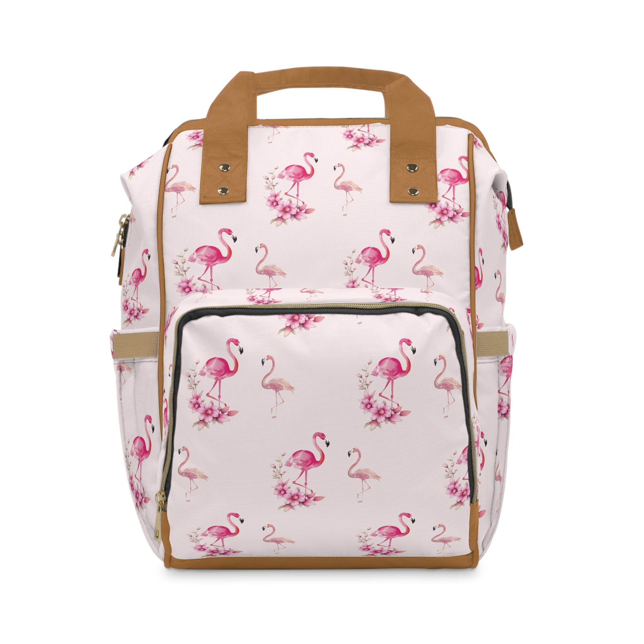 Flamingo & Flower Diaper Backpack — Multifunctional Baby Backpack
