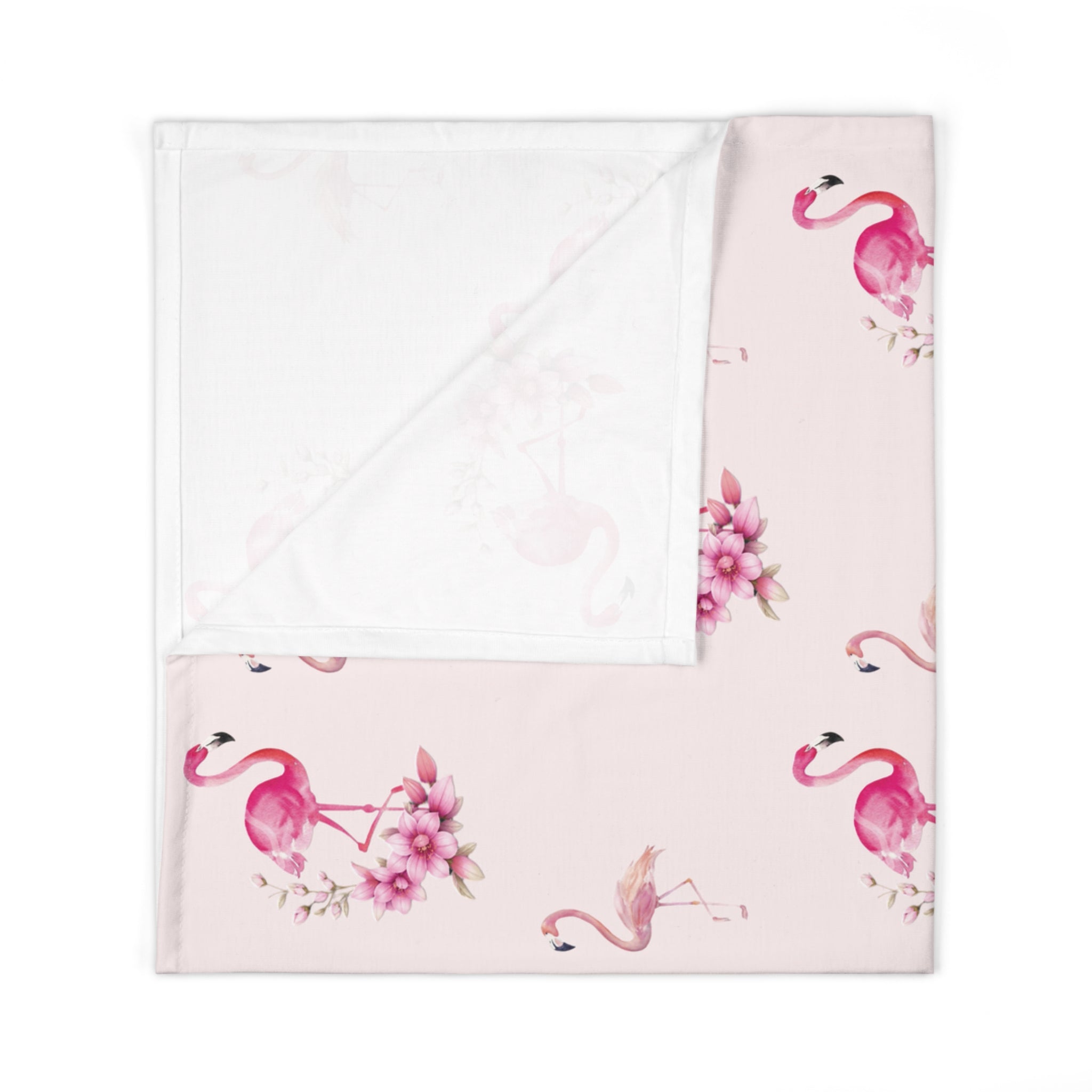Flamingo Floral Baby Swaddle Blanket — Pink Watercolor Nursery Wrap