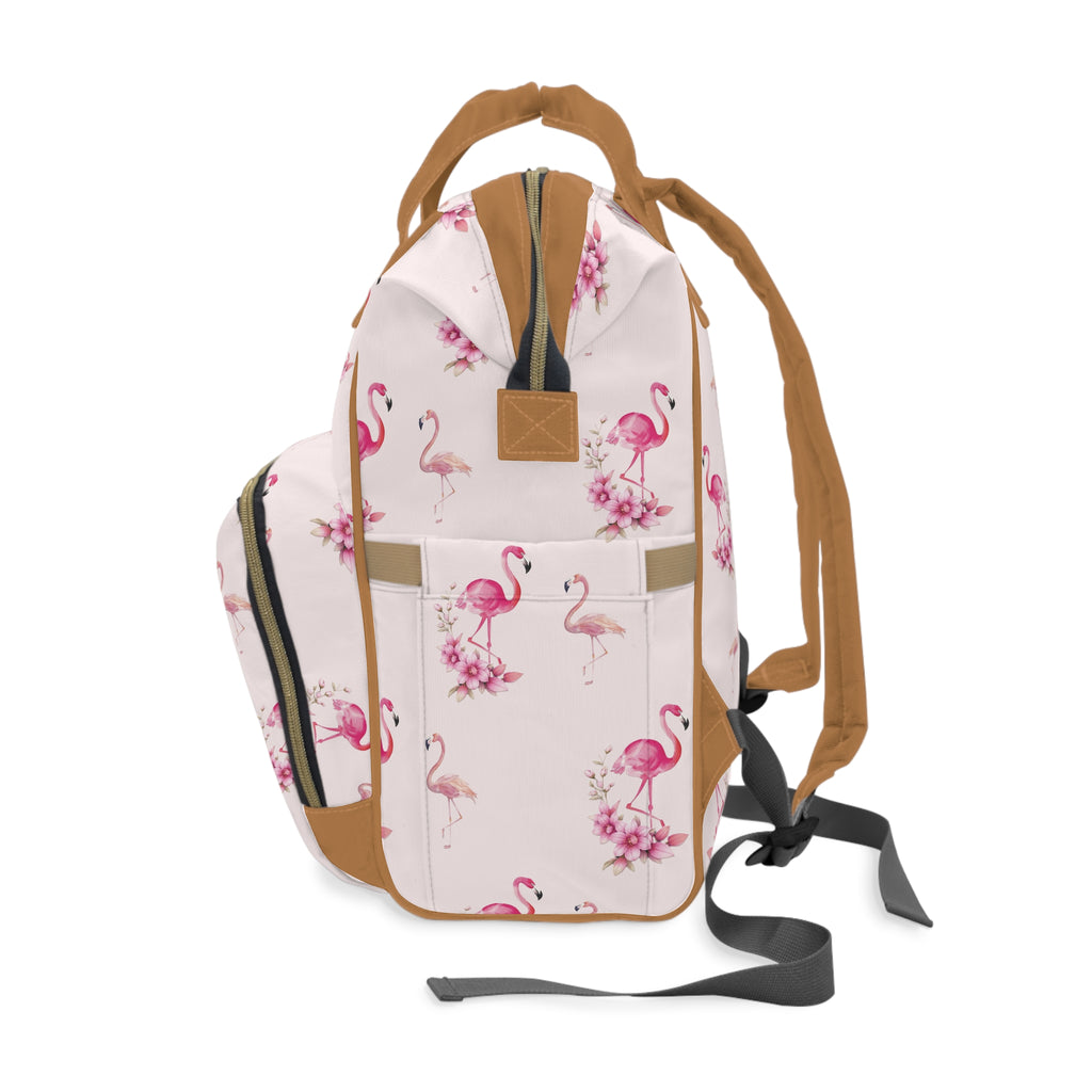 Flamingo & Flower Diaper Backpack — Multifunctional Baby Backpack