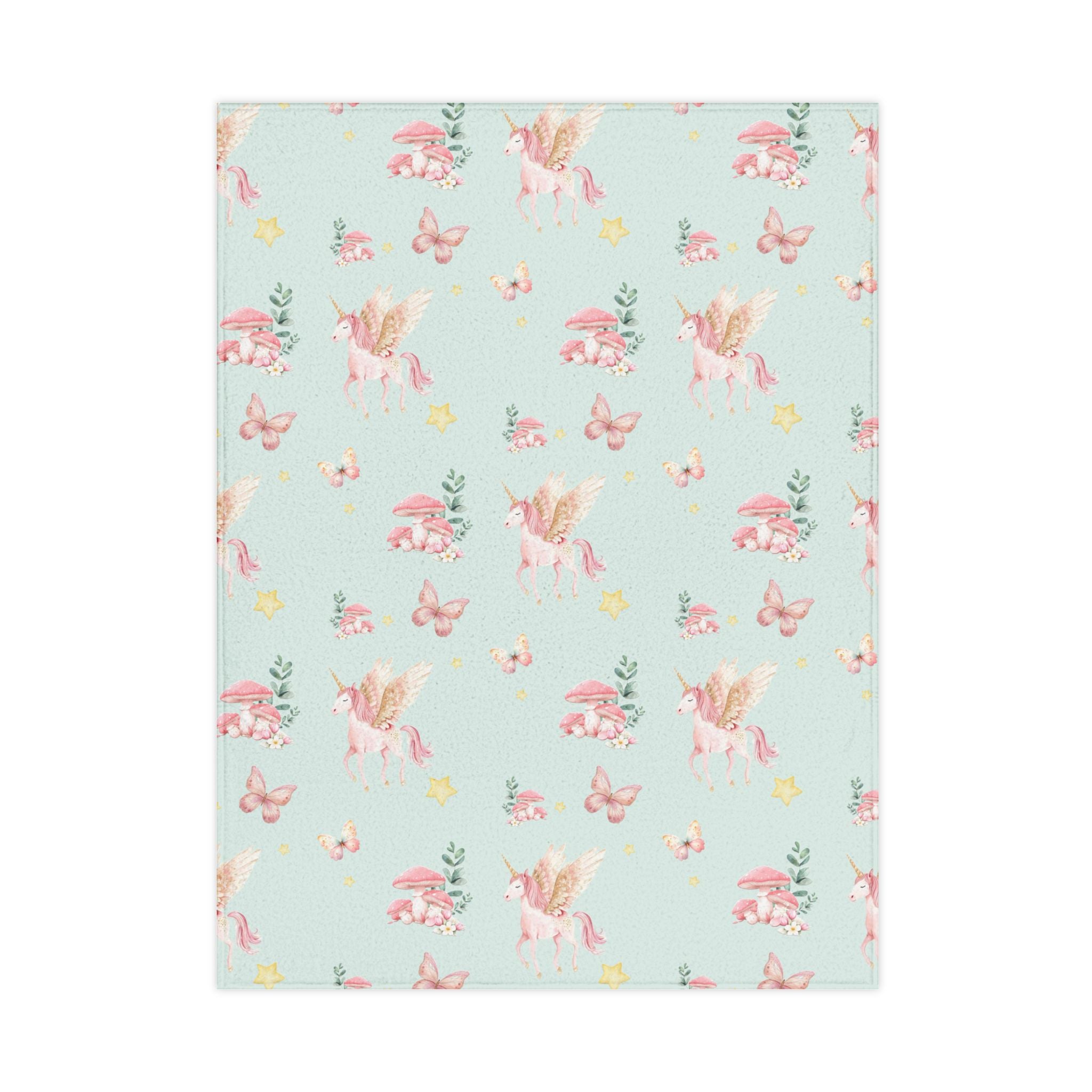 Toddler Blanket - Pastel Pegasus & Butterfly Baby Throw, Soft Nursery Blanket for Girls