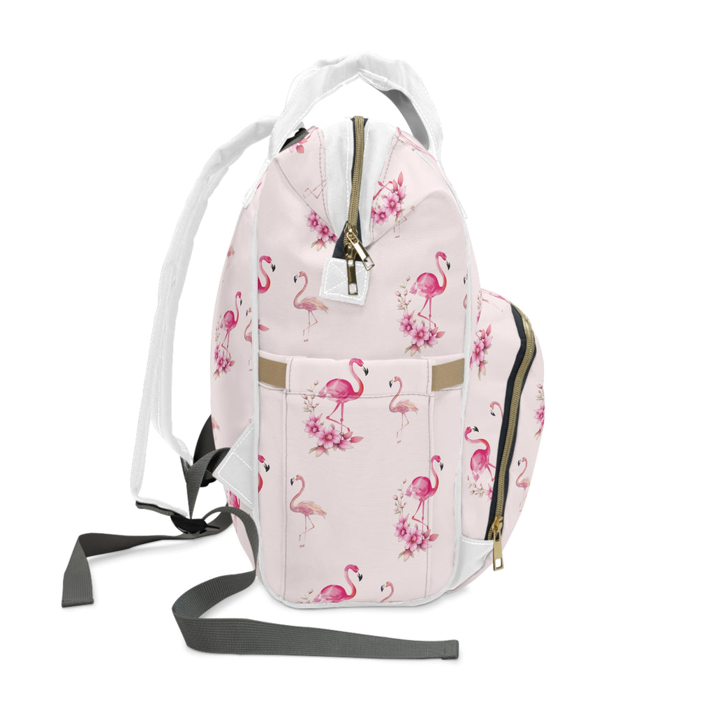 Flamingo & Flower Diaper Backpack — Multifunctional Baby Backpack