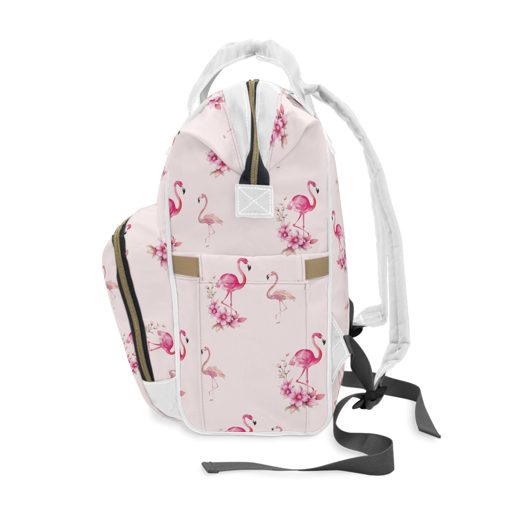 Flamingo & Flower Diaper Backpack — Multifunctional Baby Backpack