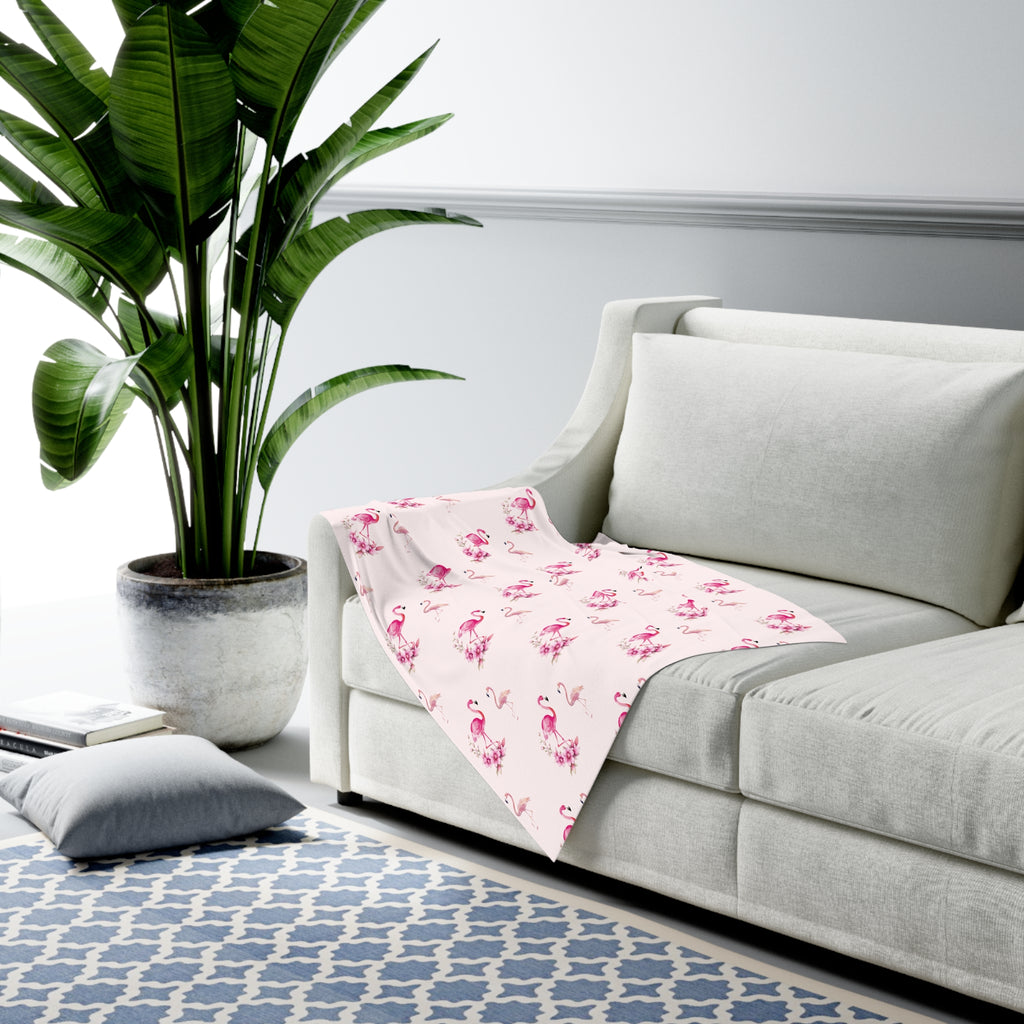 Flamingo Floral Baby Swaddle Blanket — Pink Watercolor Nursery Wrap